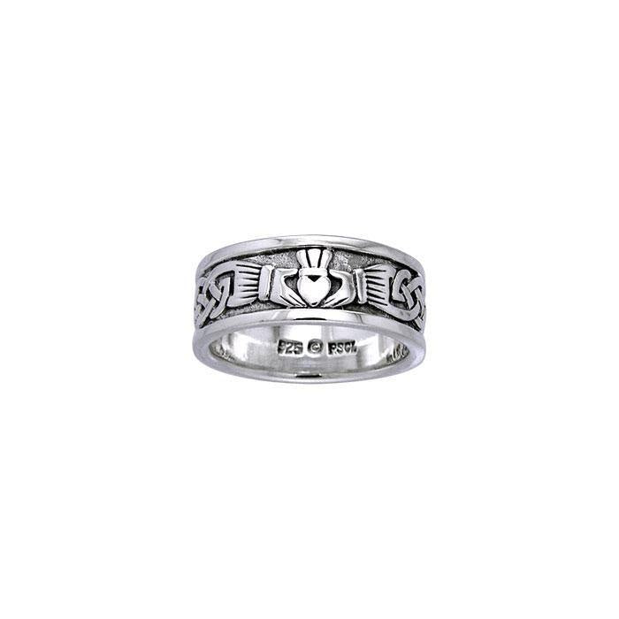 In a thousand years of love and eternity ~ Celtic Knotwork Claddagh Sterling Silver Ring TRI969 Ring