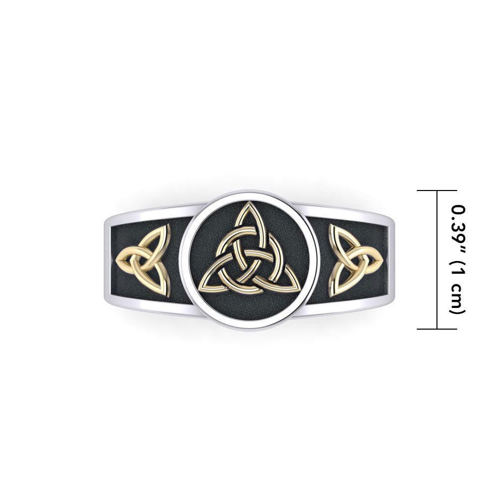 Triquetra Silver and Gold Accent Ring with Black Oxidize TRV3811 - peterstone.dropshipping