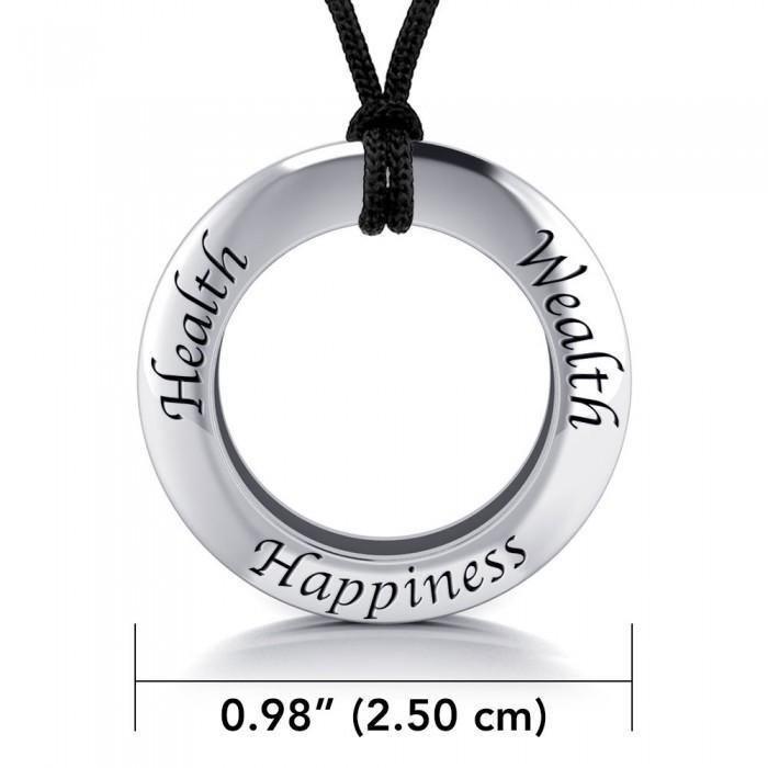 Health Wealth Happiness Silver Pendant and Cord Set TSE267