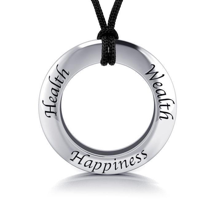 Health Wealth Happiness Silver Pendant and Cord Set TSE267
