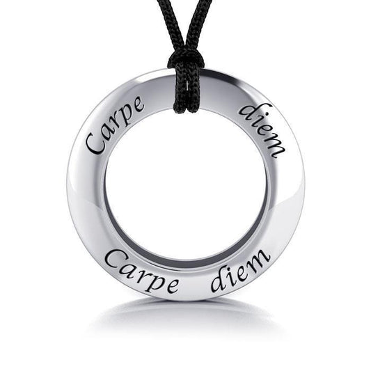 Carpe Diem Seize the Day Silver Pendant and Cord Set TSE279