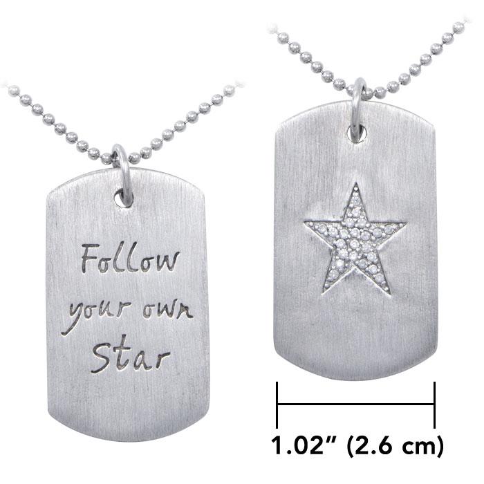 Follow Your Star Dog Tag Silver Necklace by Amy Zerner TSE446 Set