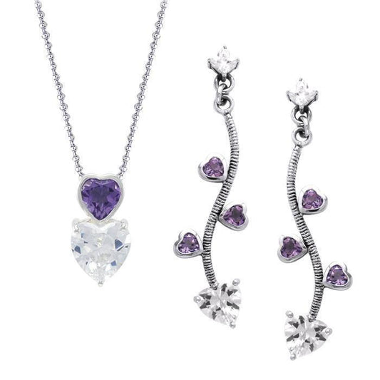 All About Love ~ Sterling Silver Jewelry Earrings and Necklace Set TSE609 - Peter Stone Wholesale