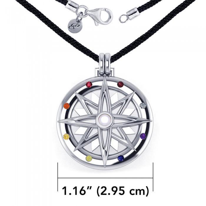 Compass Rose Silver Gemstone Necklace Set TSE688