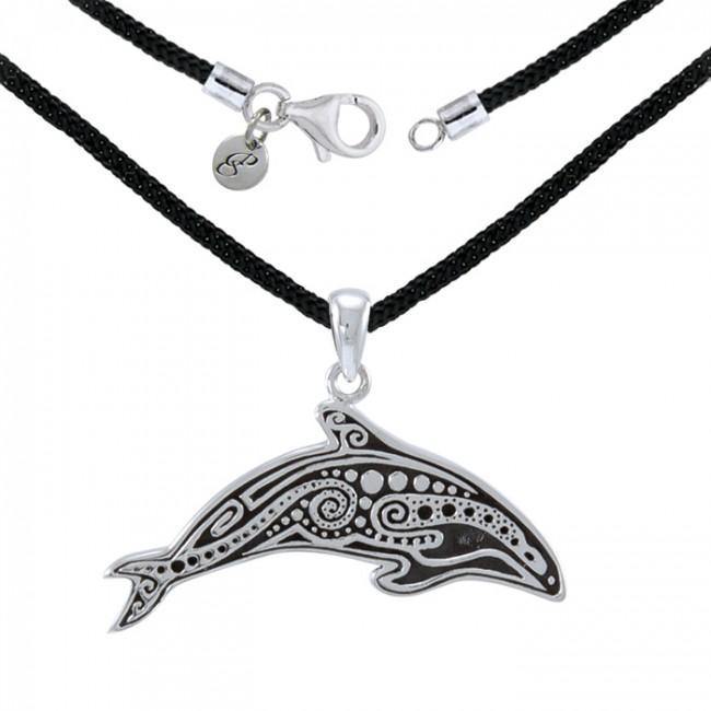 Aboriginal Orca Whale Silver Necklace Set TSE694