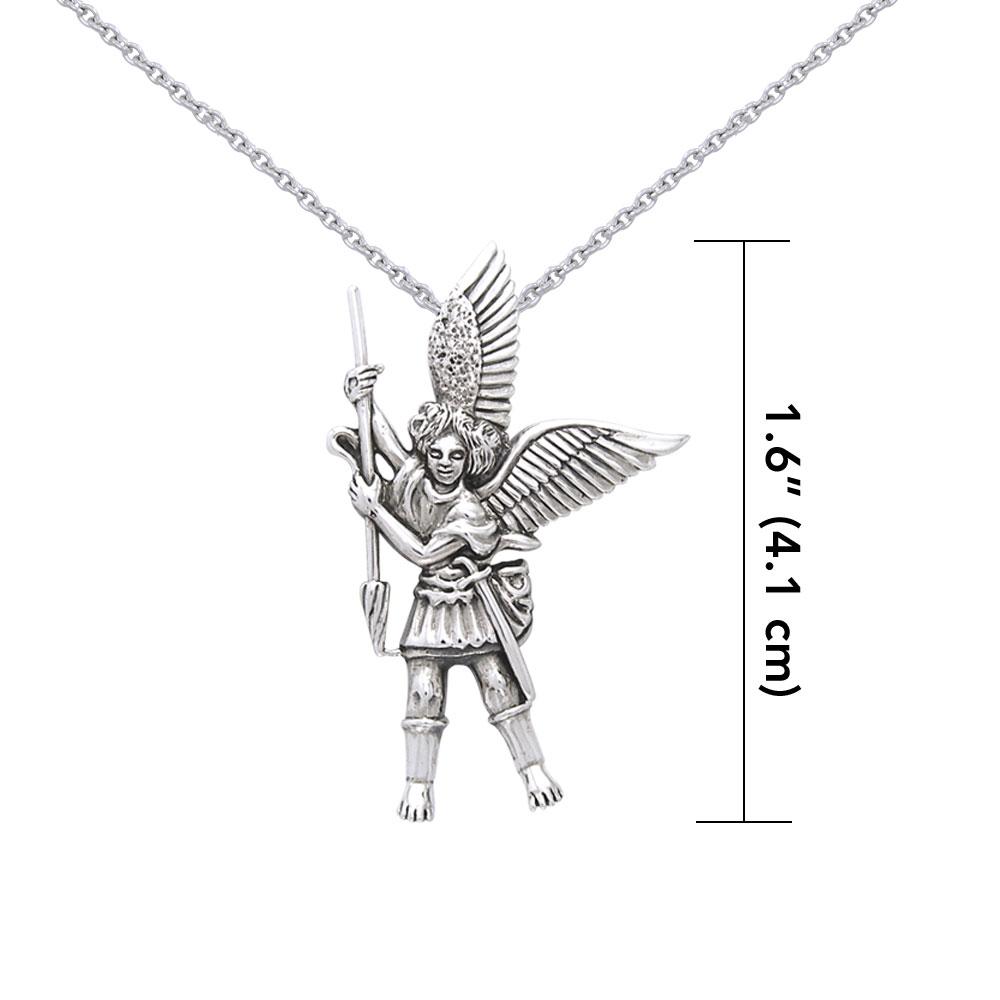 Silver Archangel Michael Pendant and Chain Set TSE732 - Peter Stone Wholesale
