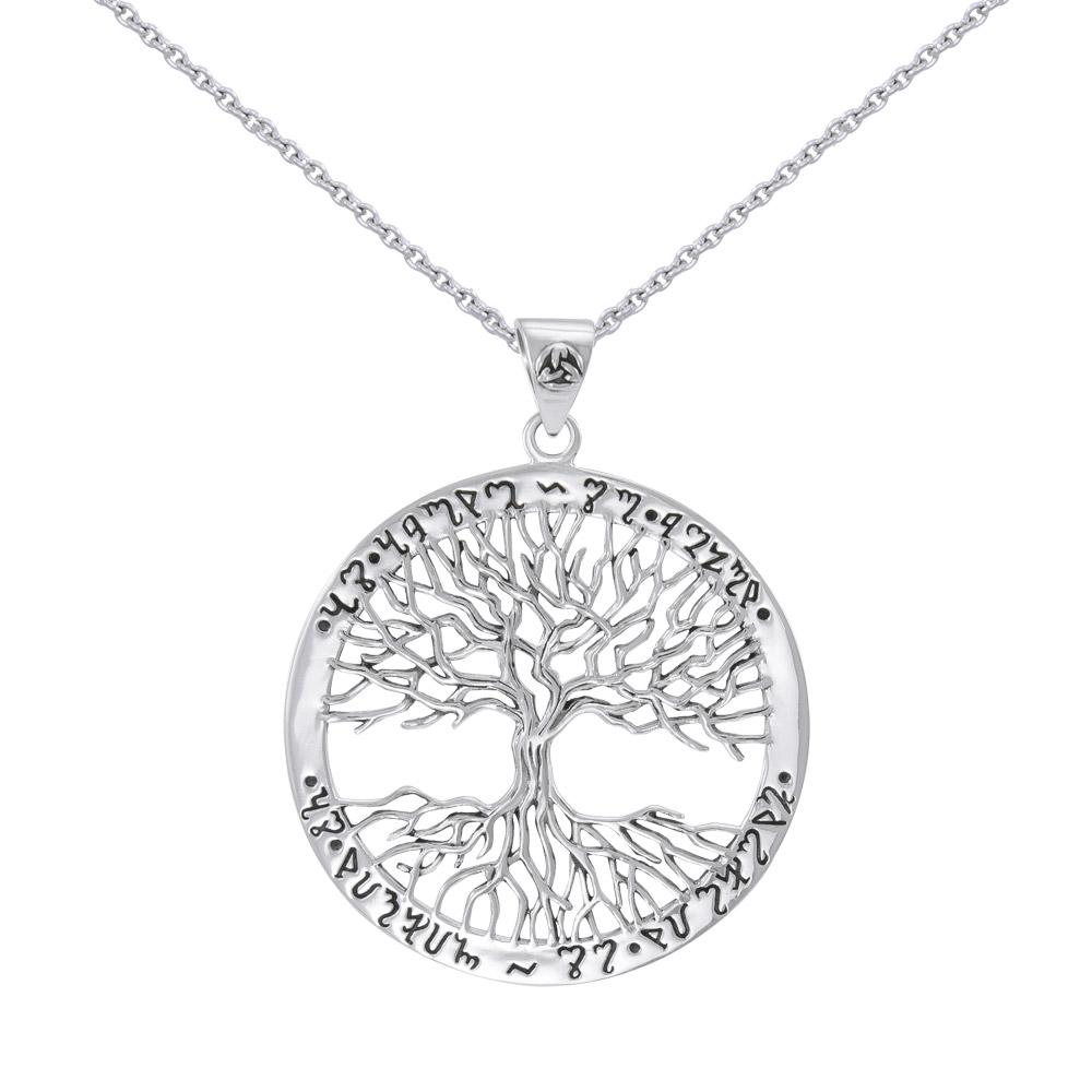 Silver Wiccan Tree of Life with Rune Pendant and Chain Set by Mickie Mueller TSE737 - Peter Stone Wholesale