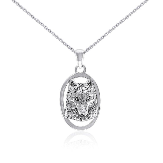 Silver Wolf Head Pendant and Chain Set by Ted Andrews TSE741 - Peter Stone Wholesale