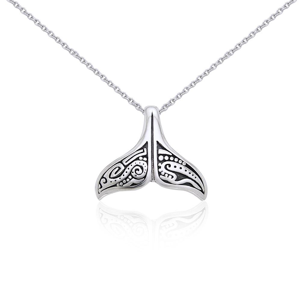 Silver Aboriginal Whale Tail Pendant and Chain Set TSE747 - Peter Stone Wholesale