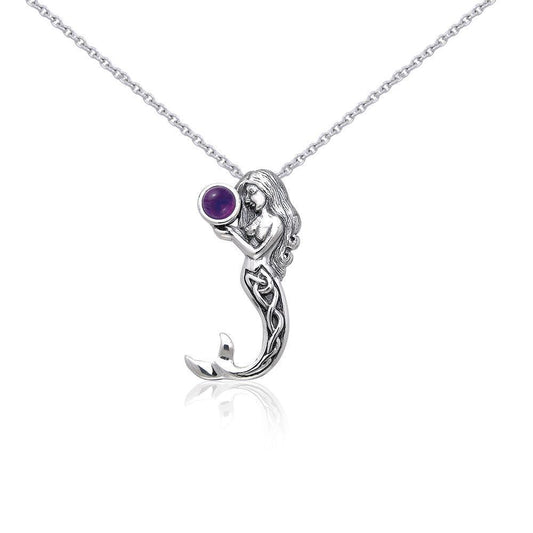 Silver Celtic Mermaid Gemstone Pendant and Chain Set by Selina Fenech TSE758 - Peter Stone Wholesale