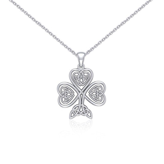 Silver Celtic Shamrock Pendant and Chain Set by Courtney Davis TSE768 - Peter Stone Wholesale