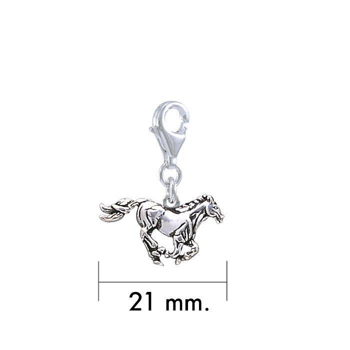 Running Horse Silver Clip Charm TWC134 - Wholesale Jewelry