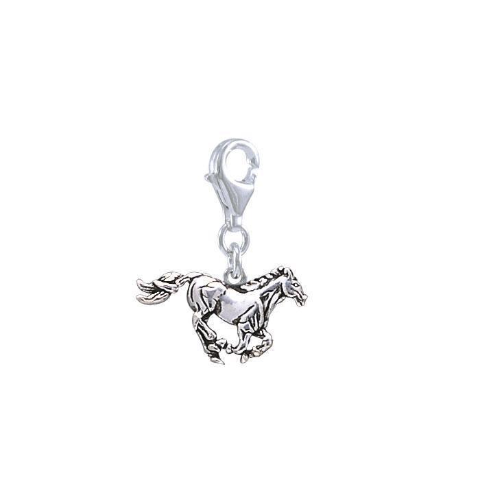 Running Horse Silver Clip Charm TWC134 - Wholesale Jewelry
