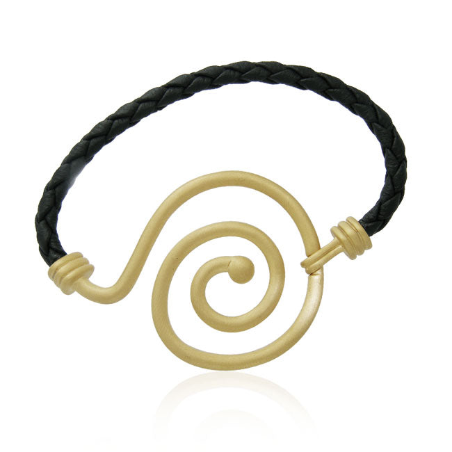Sandblast Spiral Vermeil with Leather Bracelet By Amy Zerner VBL207 Bracelet