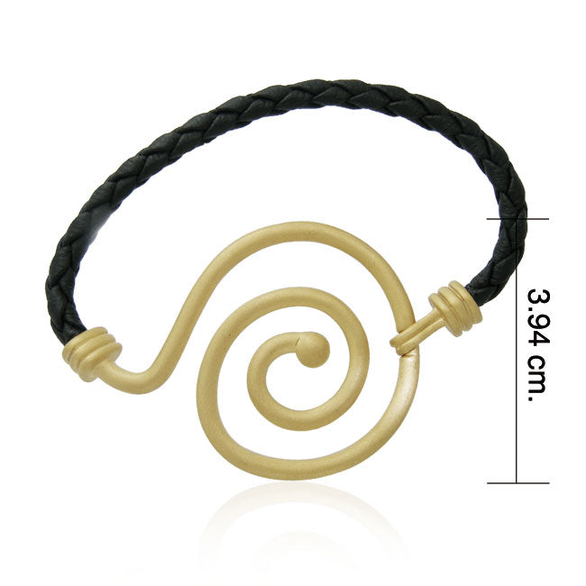 Sandblast Spiral Vermeil with Leather Bracelet By Amy Zerner VBL207 Bracelet