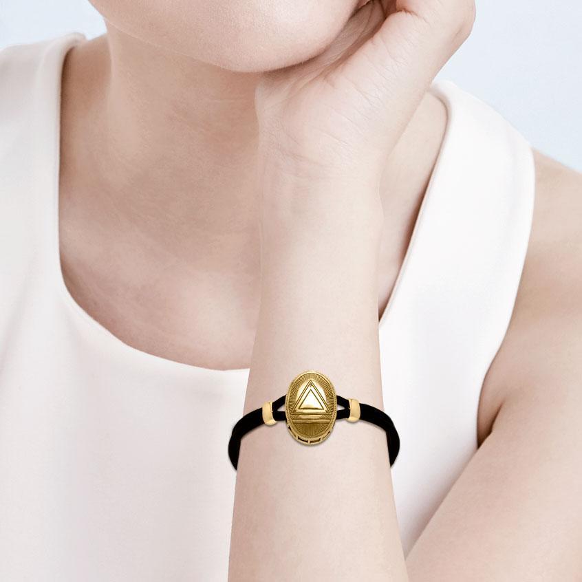 System Energy Symbol Gold Vermeil Plate on Silver Rubber Bracelet VBL271 - peterstone.dropshipping