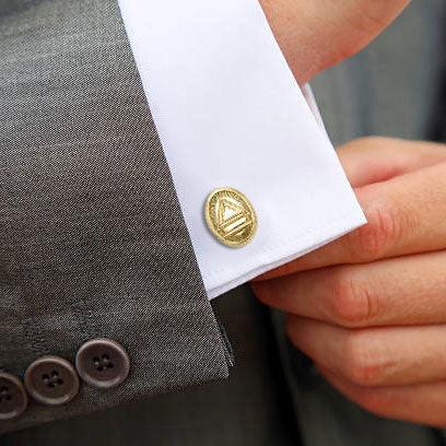 System Energy Symbol Gold Vermeil Plate on Silver Cufflinks VCL030 - peterstone.dropshipping