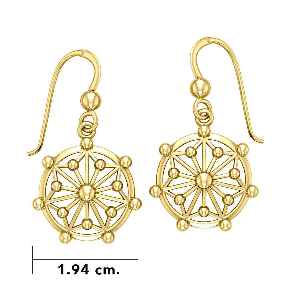 Round Tetragram Energy Symbol Gold Vermeil Plate on Silver Medallion Earrings VER1086 - peterstone.dropshipping