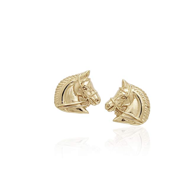 Horses 14k Gold Post Earrings VER931 Earrings