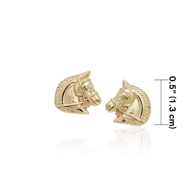 Horses 14k Gold Post Earrings VER931 Earrings