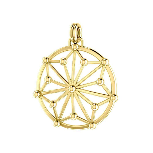 Round Tetragram Energy Symbol Gold Vermeil Plate on Silver Pendant VPD3170 - peterstone.dropshipping