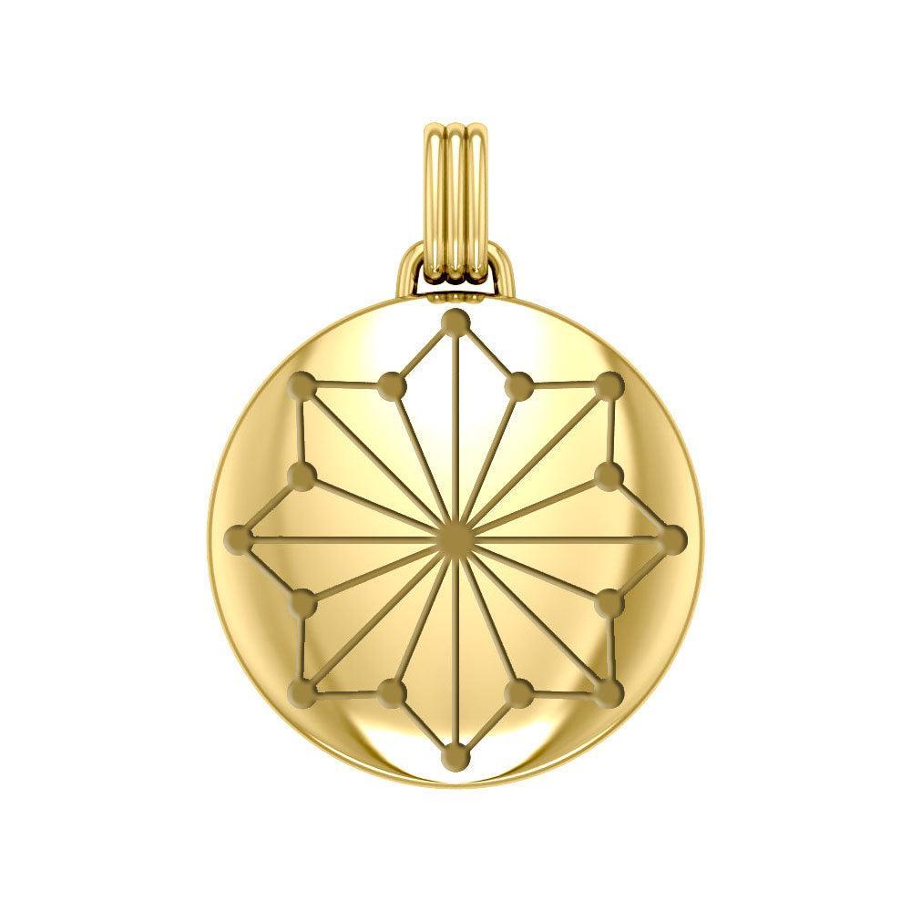 Round Tetragram Energy Symbol Gold Vermeil Plate on Silver Medallion Pendant VPD3171 - peterstone.dropshipping