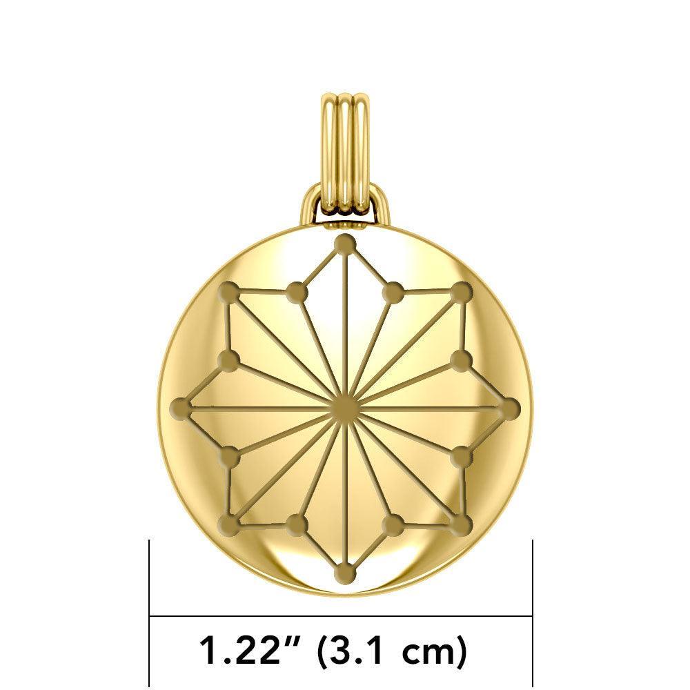 Round Tetragram Energy Symbol Gold Vermeil Plate on Silver Medallion Pendant VPD3171 - peterstone.dropshipping