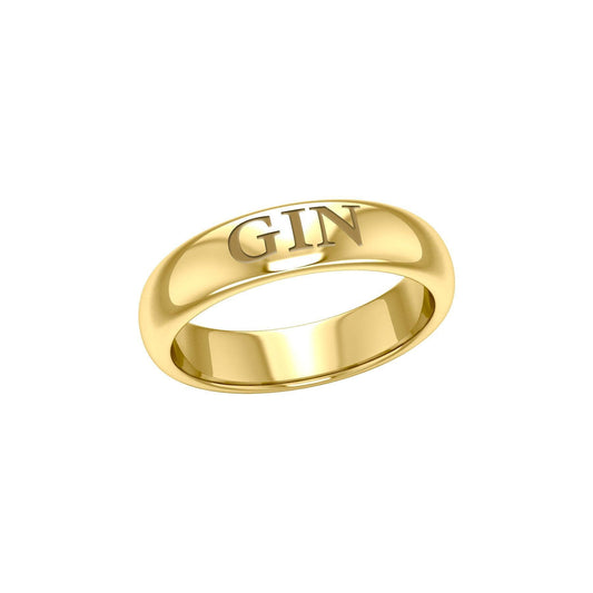 GIN Gold Vermeil Plate on Silver Band Ring VRI1092 - peterstone.dropshipping