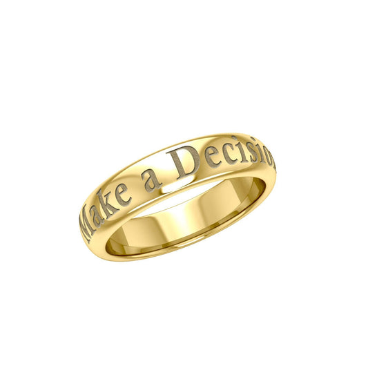 Make a Decision Gold Vermeil Plate on Silver Band Ring VRI1099 - peterstone.dropshipping