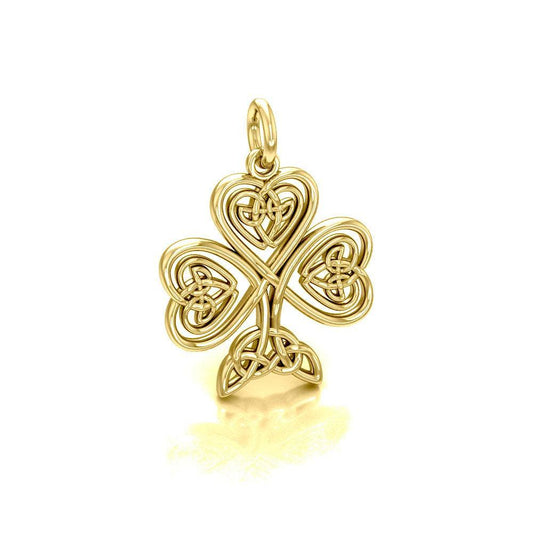 Celtic Knotwork Shamrock Vermeil Plate on Silver Charm by Courtney Davis VTC1083 - peterstone.dropshipping