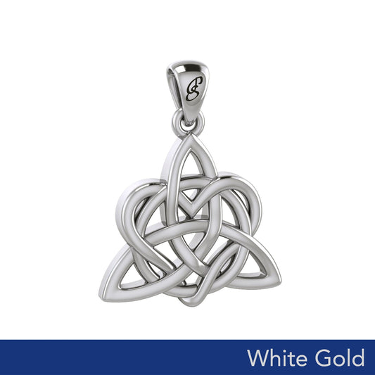Elegance: White Gold Enchanted Magic Celtic Triquetra Heart Pendant - WPD6195 by Peter Stone