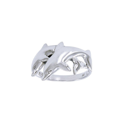 Twin Dolphin Silver Ring WR205 Ring