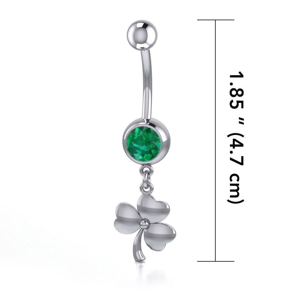 Perfection in three clovers ~ Sterling Silver Jewelry Shamrock Navel Ring BJ067 Body Jewelry