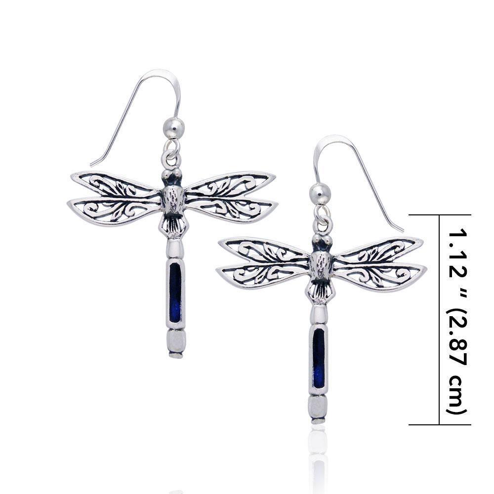 Dragonfly Silver Earrings with inlaid Stone JE183 Earrings