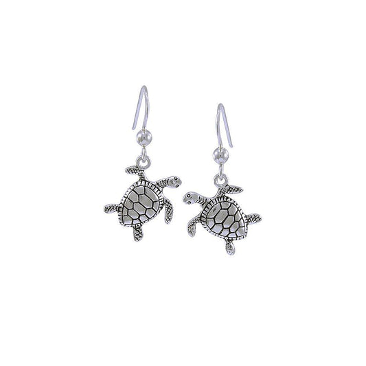 Silver Turtle Dangle Earrings JE249