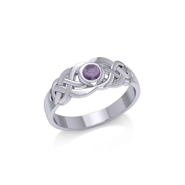 The eternal flow of interconnectedness ~ Sterling Silver Celtic Knotwork Ring with Gemstone JR153 Ring