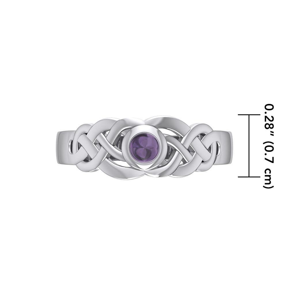 The eternal flow of interconnectedness ~ Sterling Silver Celtic Knotwork Ring with Gemstone JR153 Ring
