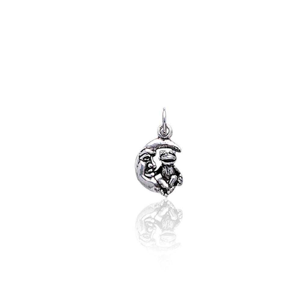 Frog on Cresent Moon Charm LP2205