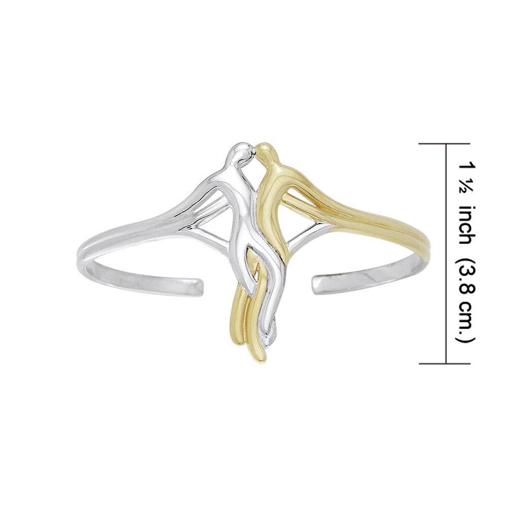 Venus and Mars Silver and Gold Accent Cuff Bangle MBA041 Bangle