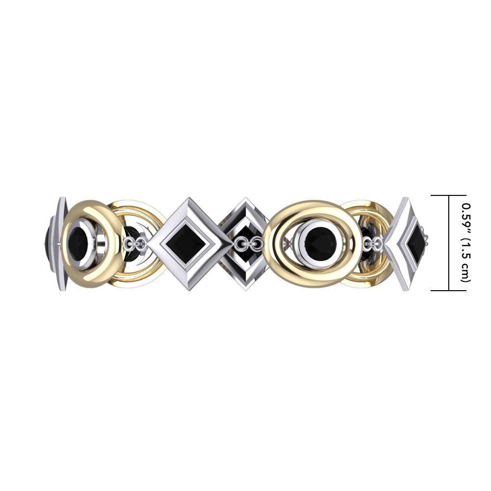 Black Magic Oval & Diamonds Silver & Gold Bracelet MBL092 Bracelet