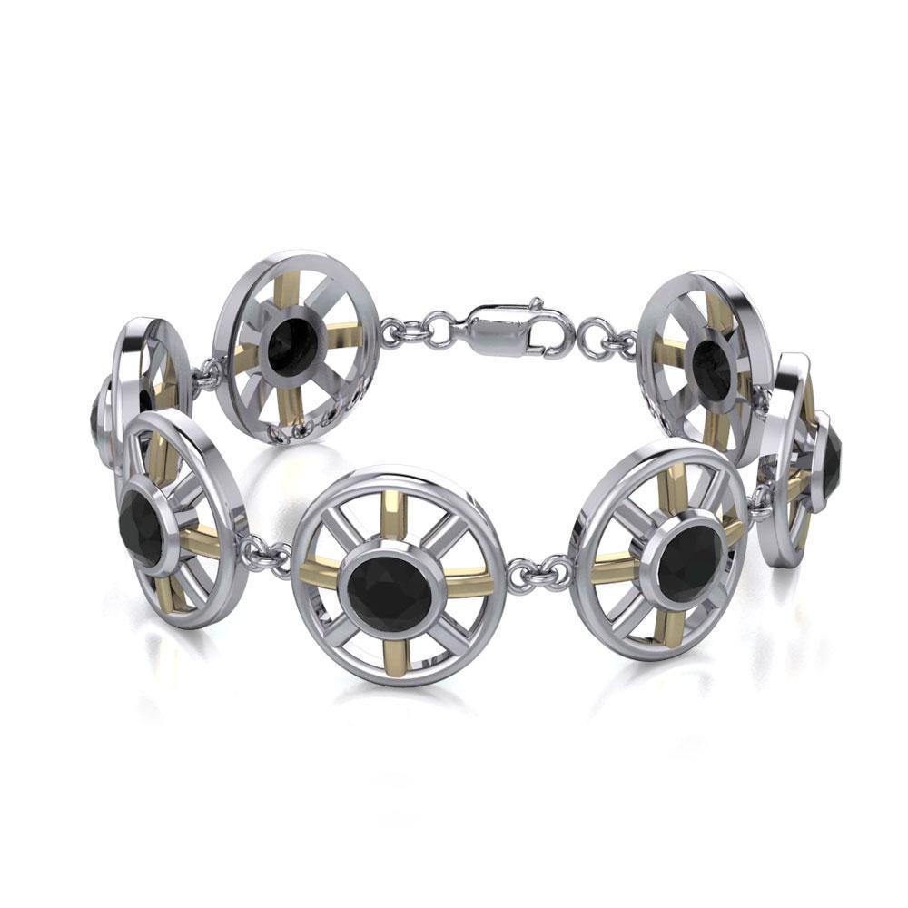 Black Magic Circle with Black Spinel Silver & Gold Bracelet MBL095 Bracelet