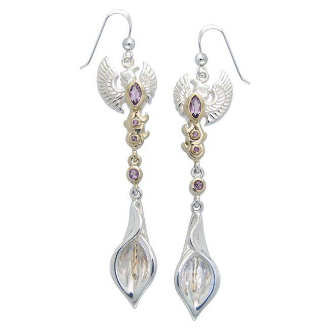 The Majestic Beauty of Calla Lily MER1112-Genuine Amethyst Earrings