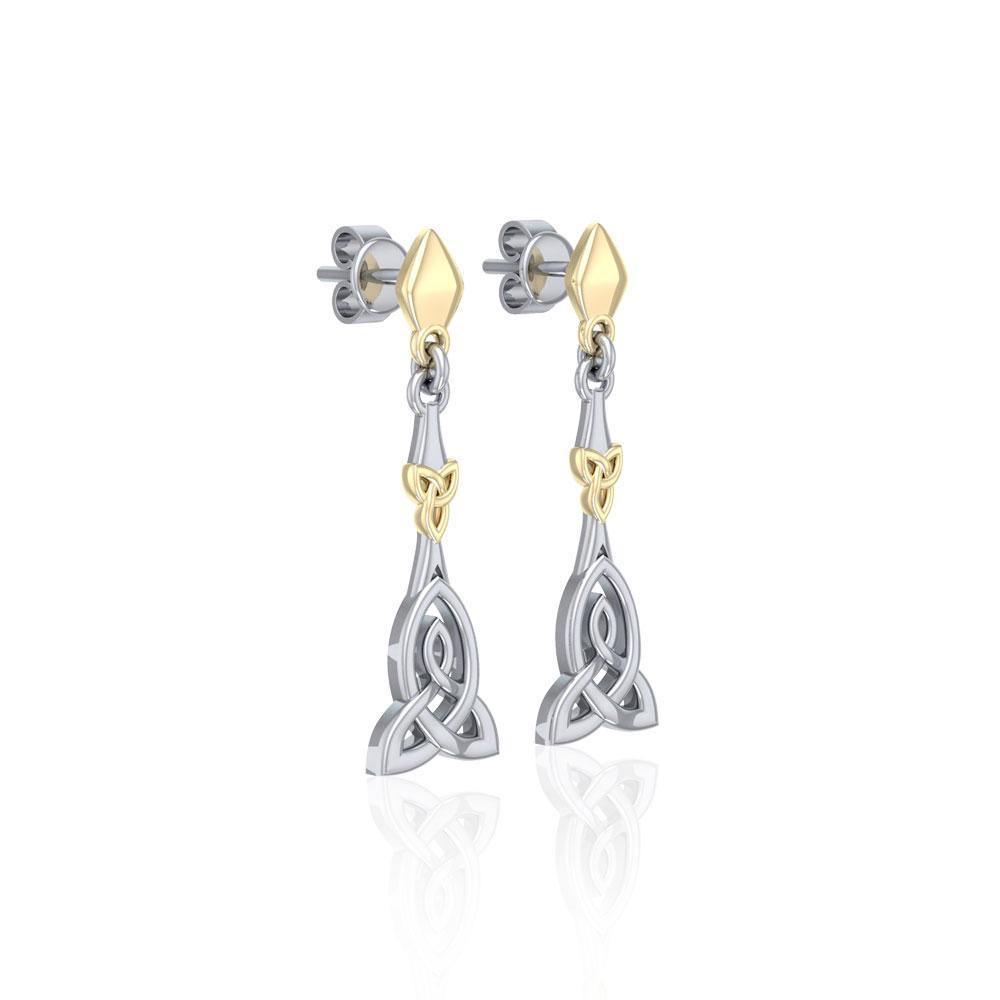 Celtic Trinity Knot Silver and Gold Post Earrings MER1678 Earrings
