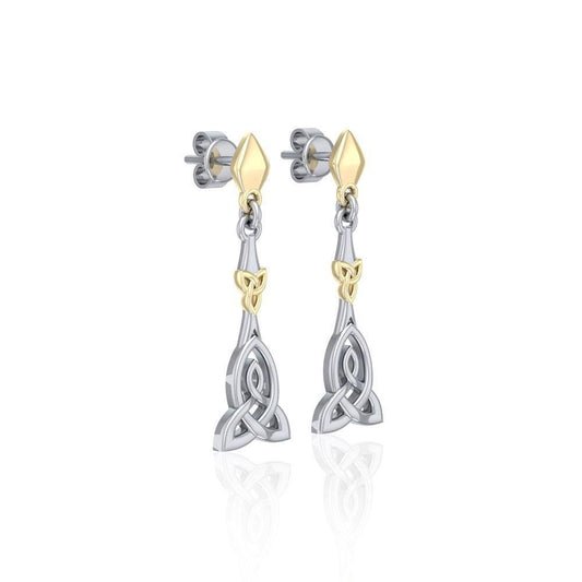 Celtic Trinity Knot Silver and Gold Post Earrings MER1678 Earrings