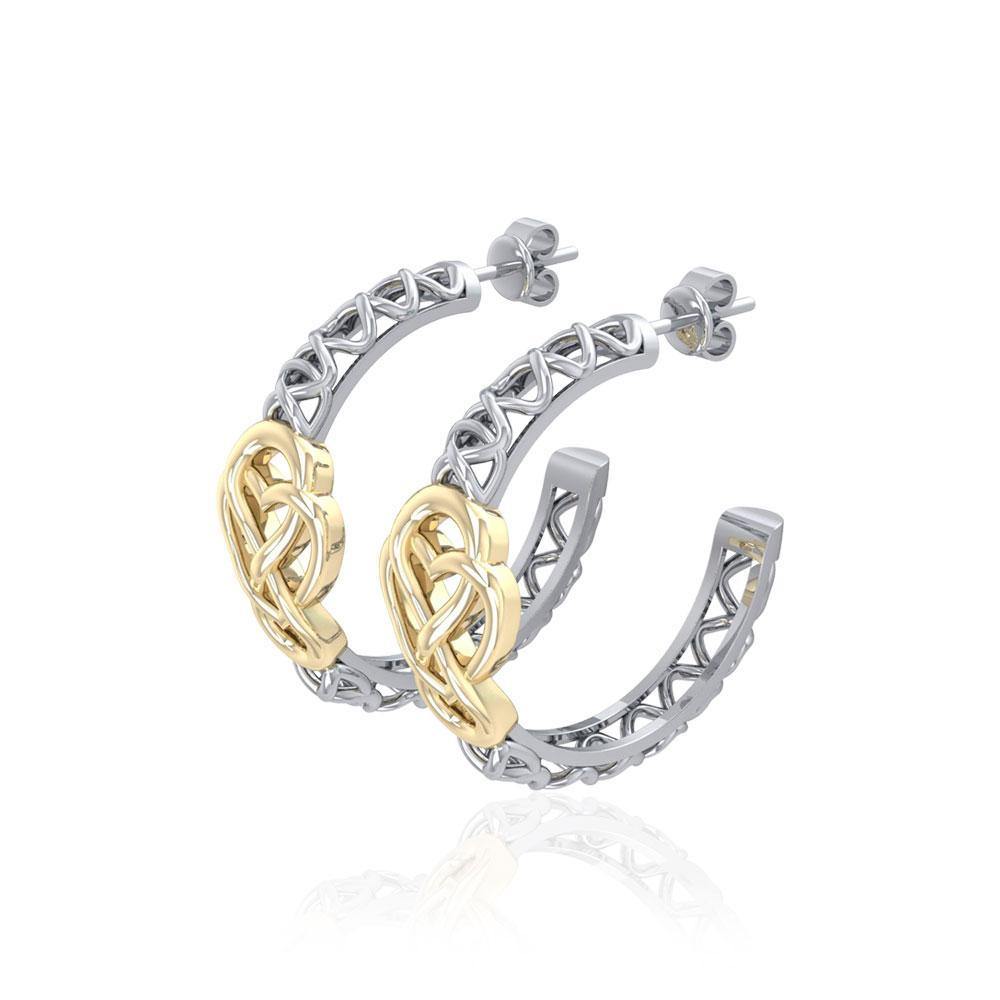 Celtic  Knot Silver and Gold Hoop Post Earrings MER1680 Earrings