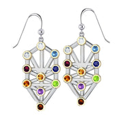 Kabbalah with Chakra Gemstone Silver and Gold Earrings MER1717 Earrings