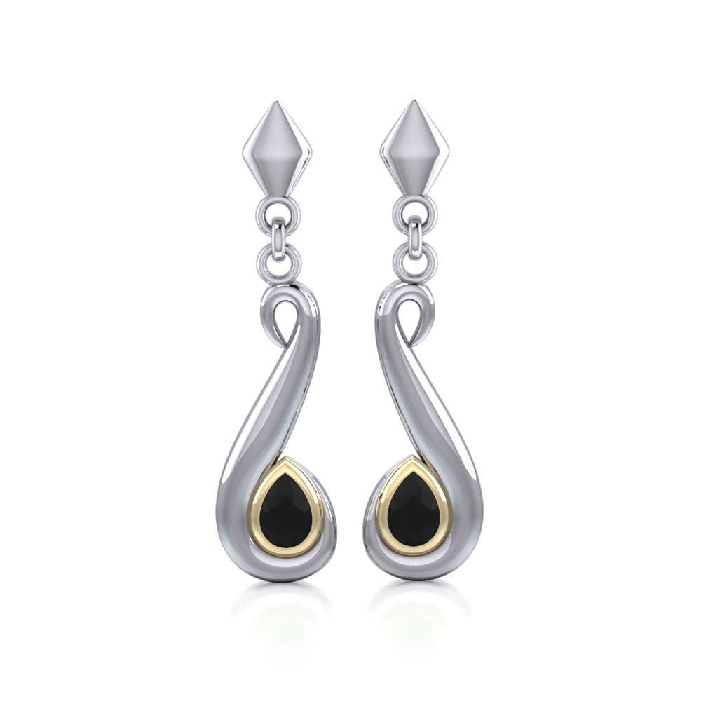 Black Magic Swirl Silver & Gold Earrings MER404 Earrings