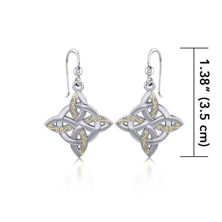 Celtic Four Point Knot Silver and Gold Earrings MER703 Earrings