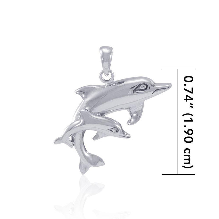 Silver Mother and Child Dolphin Pendant MG383 Pendant