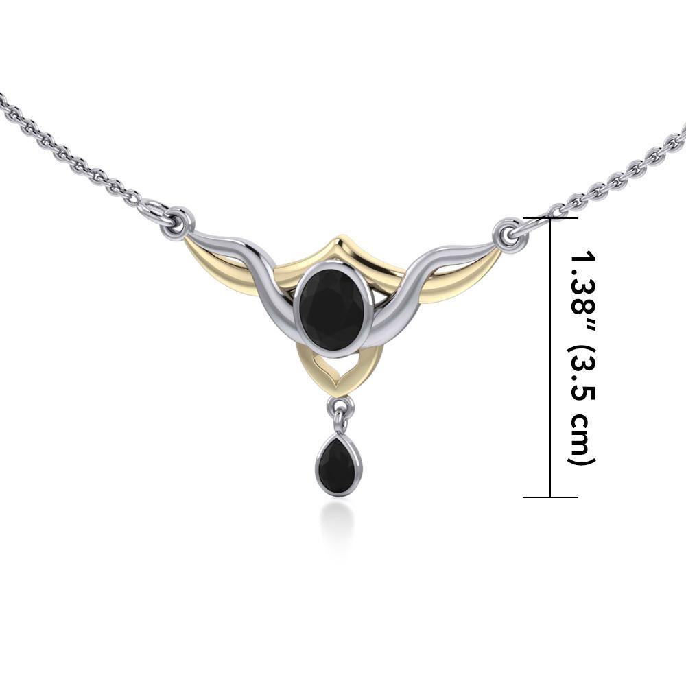 Black Magic Art Deco Triangle Silver & Gold Necklace MNC095 Necklace